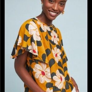 Eva Franco Mustard Floral Blouse